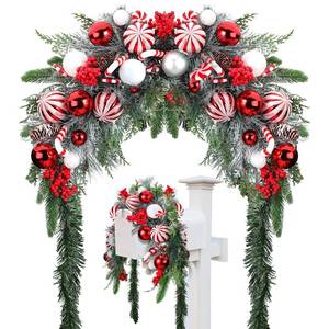 lot 19585 image: Liliful Christmas Mailbox Swag Red Green White 88 Inch Xmas Mailbox Swag Traditional Artificial Christmas Decorations for Home Indoor Outdoor Decorations