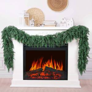 lot 19586 image: Hananona 9 FT Artificial Cedar Garlands, Real Touch Winter Cedar Pine Garland, Green Artificial Greenery Garland for Table, Mantle, Wall, Indoor, Outdoor Christmas Decorations (1, 9 FT)