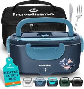 lot 19590 image: TRAVELISIMO Electric Lunch Box for Adults 100W Heated Lunch Box For Men 1.5L Stainless Steel Portable Food Warmer, 1224110V for Travel & Work, Loncheras Electricas Para Calentar almuerzo