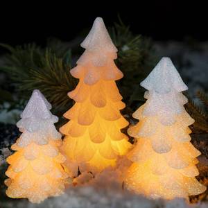 lot 19599 image: Yongmao Glittering White Christmas Tree Shaped Flickering Flameless LED Candles with Timer, Real Wax Battery Operated for Home Party Decoration and Gift (Set of 3)