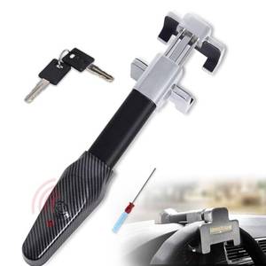 lot 19600 image: Amorin Steering Wheel Lock with Alarm and Light, Car Security Products Anti-Theft Device, Heavy Duty Car Theft Prevention Lock Bar for Car SUV Black  Silver