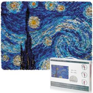 lot 19602 image: EsLuker.ly Latch Hook Rug Kit DIY Crochet Carpet for Beginners, Starry Sky Patterns Pre-Printed Canvas Yarn Rug Hooking Kits, Creative Craft Home Decor Ideal for Learning Rug Making