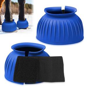 lot 19603 image: Abbylike Bell Boots for Horses 1 Pair2 Pair Available, Protect Against Hoof Impact Trauma, Rubber Bell Boots Horse Care for Turnout, No Rub Design Wrap Hook and Loop(XL,Dark Blue,1 Pair)