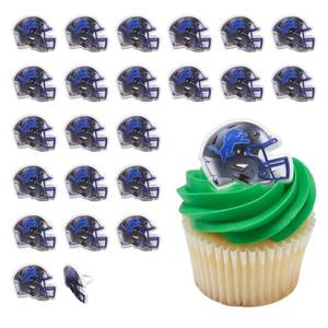 lot 20457 image: DecoPac NFL Detroit Lions Helmet Rings, 24 Football Cupcake Decorations, Officially Licensed, Football Rings, Food Safe Cake Toppers �� 24 Pack