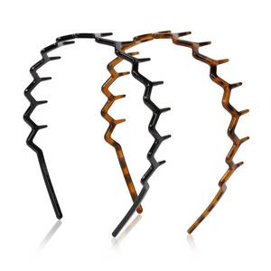 lot 20477 image: WOVOWOVO Zig Zag Headbands, 2PCS Plastic Wavy Hair Band with Teeth, Comb Headbands for Women and Men, Classic 90s Hairband Hair Styling Accessories