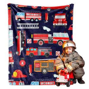 lot 20489 image: Fire Truck Blanket for Boys, Fire Truck Throw Blanket for Kids, Blue Firefighter for Teens, Soft Lightweight Flannel Truck Car Blankets for Teen Men Birthday Gifts Sofa Couch Bed Decor 40x30In