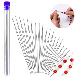 lot 20496 image: 18 Pcs collapsible Big Eye Seed Beads Needles Set with Bottle