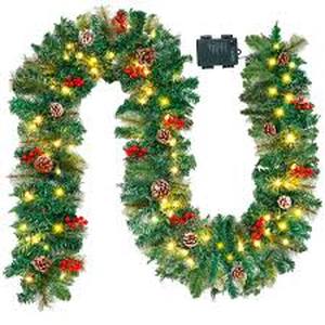 lot 6090 image: Joiedomi 9ft Artificial Christmas Garland Prelit With 100 Led Lights 27 Pine ...