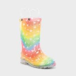 lot 8004 image: Western Chief Light-Up Rainbow Heart Rain Boots