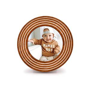 lot 4277 image: NIRMAN Tabletop Frames Acacia Wood 4 X 4 Round Picture Frame Brown for Tabletop Display Retro Home D�cor