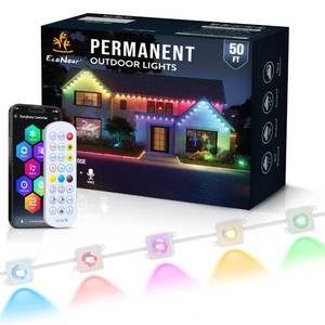 lot 6299 image: EcoNour 50 FT RGB LED Permanent Outdoor Lights  Smart Waterproof LED Eaves Lights with App & Remote Control  Music Sync, RGB Colorful Light  Alexa Smart Christmas Light for Decorations
