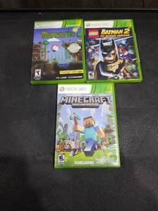 lot 3335 image: Xbox 360 Games Bundle - Minecraft, Terraria, LEGO Batman 2