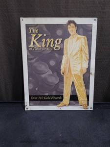 lot 3337 image: Elvis The King Gold Records Promotional Metal Sign