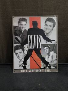 lot 3340 image: Elvis Presley The King of Rock N Roll Metal Wall Sign Metal