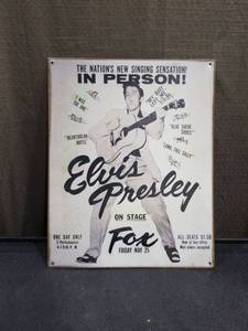 lot 3341 image: Elvis Presley Concert Advertisement Metal Sign