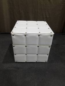 lot 3424 image: White Studded Storage Box with Lid Small