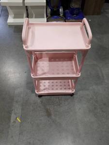 lot 3450 image: Pink 3-Tier Rolling Utility Cart