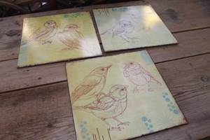 lot 3311 image: 3-12 x 12 Metal Bird Pictures