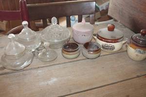 lot 3350 image: Vtg. Cut Glass Candy Dish and More needs cleaning