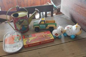 lot 3356 image: Vintage Childs Metal Watering Can and More