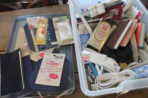 lot 3410 image: Storage Box with Bias Tape and Other Sewing Notions