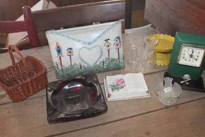 lot 3436 image: Vtg. Red Glass Ashtray, Home Dcor & More