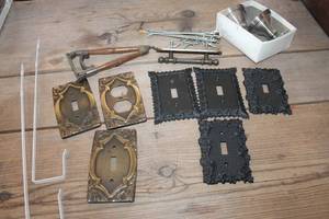 lot 3452 image: Vintage Metal Light Switch Covers & More