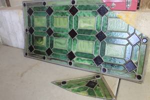 lot 3454 image: Stain Glass Type Dcor needs repaired 24 w x 48 long