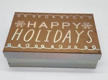 lot 66881 image: Happy Holidays Silver Gift Box with Decorative Lid - Retail $12