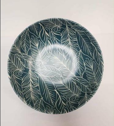 lot 67053 image: Decorative Tropical Leaf Pattern Bowl - Retail $15