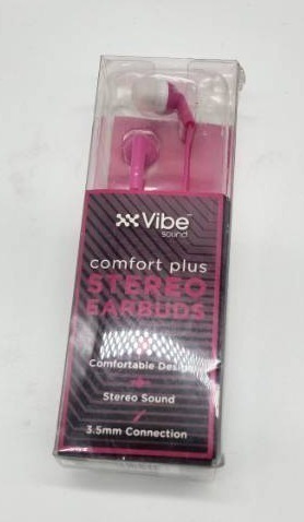 lot 67094 image: Vibe Sound Comfort Plus Pink Stereo Earbuds - Retail $8