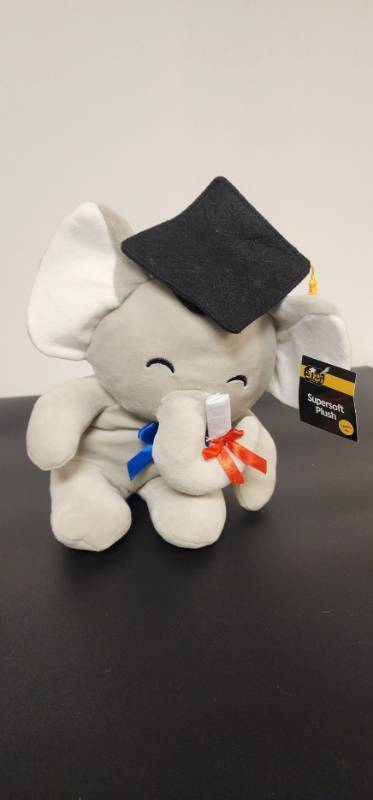 lot 67265 image: 2025 Graduation Elephant Plush with Cap and Tassel - Retail $10