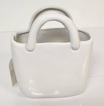 lot 67290 image: White Ceramic Handled Decorative Vase - Retail $15