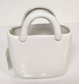 lot 67291 image: White Ceramic Handled Decorative Vase - Retail $15
