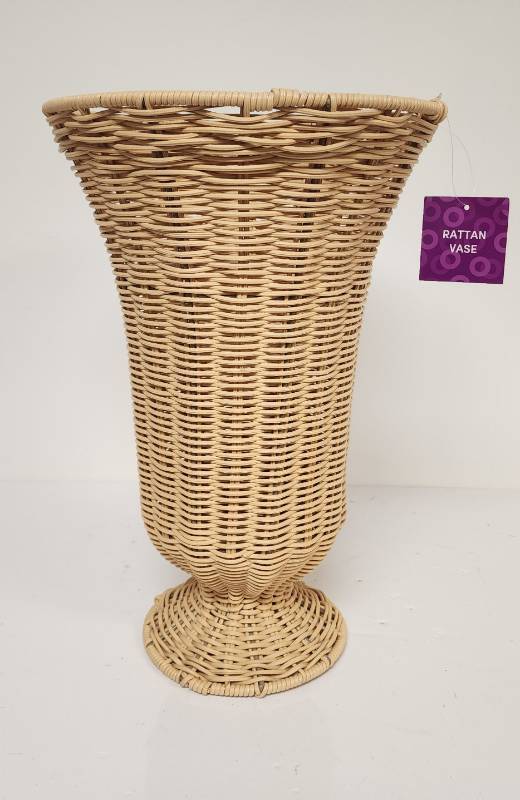 lot 67329 image: Natural Rattan Woven Floor Vase - Retail $20