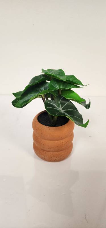 lot 67402 image: Artificial Philodendron in Textured Terra Cotta Planter - Retail $15
