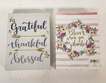 lot 67427 image: Inspirational Quote Box Signs Set of 2 - Retail $15