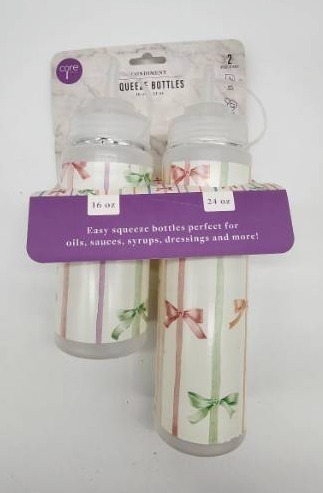 lot 67436 image: Core Kitchen Bow Pattern Squeeze Bottles Set - Retail $12