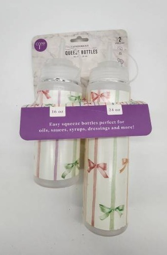 lot 67438 image: Core Kitchen Bow Pattern Squeeze Bottles Set - Retail $12