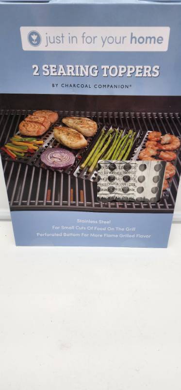 lot 67477 image: Charcoal Companion Stainless Steel Searing Toppers - Set of 2 - Retail $15