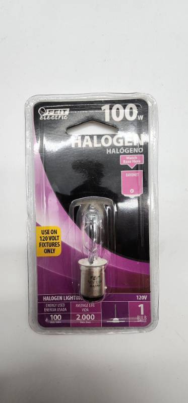 lot 67821 image: Feit Electric 100W Halogen Bulb DC Bayonet Base