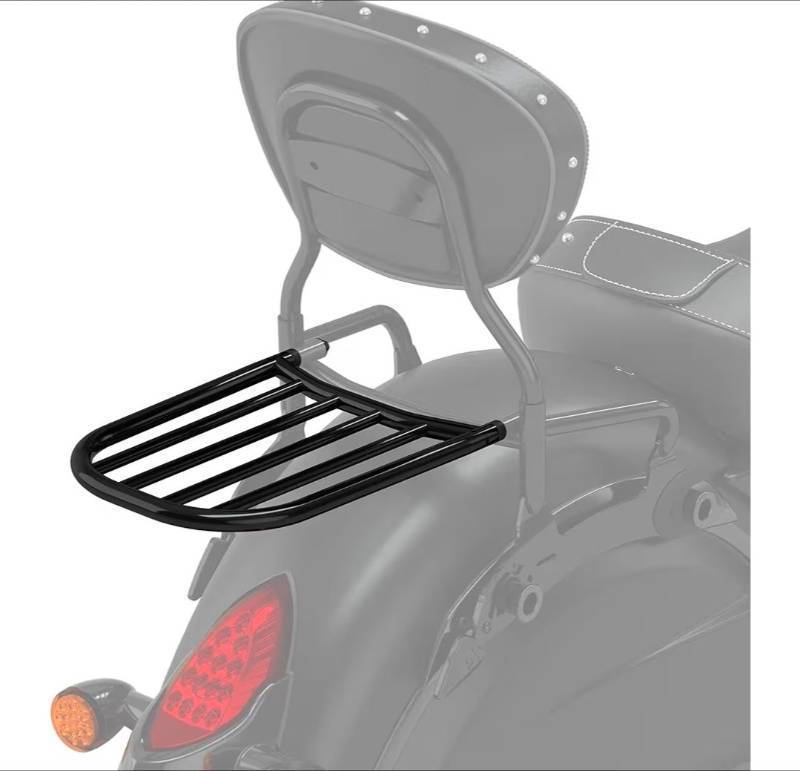 lot 67986 image: Black Sissy Bar Luggage Rack for Indian Chief Classic 2014-2018 or Chieftain 2014-2023