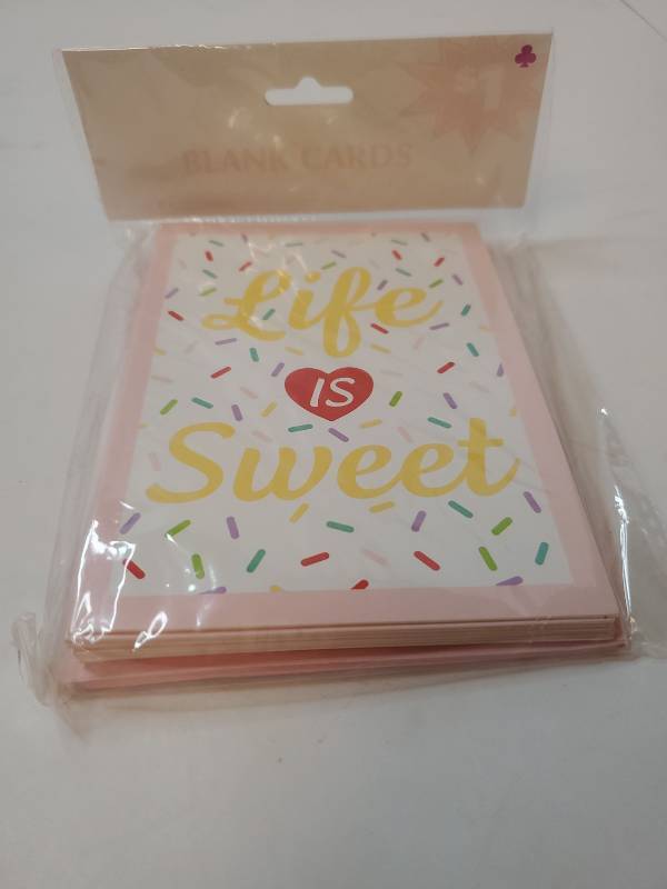 lot 68124 image: Life is Sweet Blank Cards, Colorful lines Blank Cards, Gift Tags set