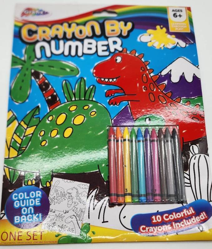 lot 67900 image: Crayon By Number Dinosaur Coloring Set - Retail $8