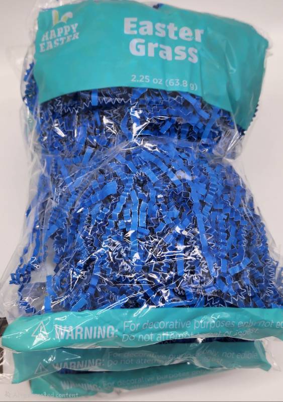 lot 67934 image: Blue Easter Grass Basket Filler 2-Pack - Retail $2