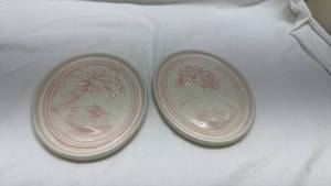 lot 6 image: Ceramic Cameo Wall Plaques - Pink and White Set