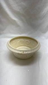 lot 20 image: White Ceramic Bowl with Raised Rose Pattern