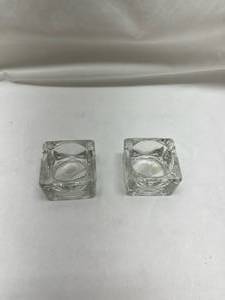 lot 24 image: Heavy Crystal Glass Tealight Holders - Set of 2