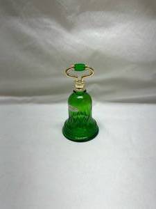 lot 34 image: Avon Green Glass Perfume Bottle with Gold Tone Atomizer