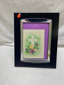 lot 64 image: Framed Easter Cross Card with Floral Design